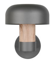 Moderne LED-Außenwandleuchte in anthrazit mit Holzoptik, Frontalansicht