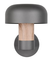 Moderne LED-Außenwandleuchte in anthrazit mit Holzoptik, Frontalansicht