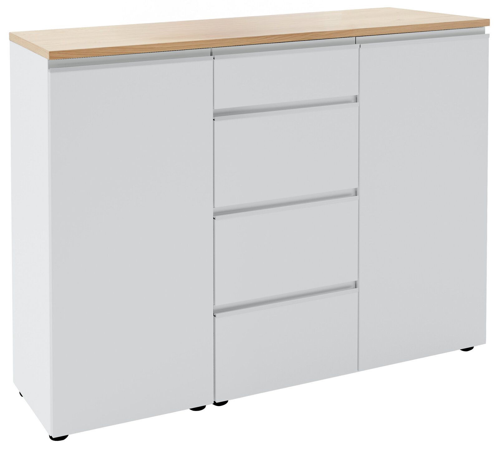 Dieter Knoll Kombi-Kommode 135 LENDINA Weiße Kombi-Kommode mit Holzplatte, Frontansicht