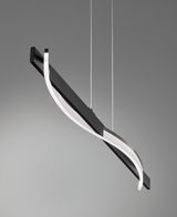 Moderne Pendelleuchte Bridge in geschwungenem Design, seitliche Perspektive