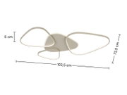 Moderne led-plafondlamp met gebogen vormgeving, zijaanzicht