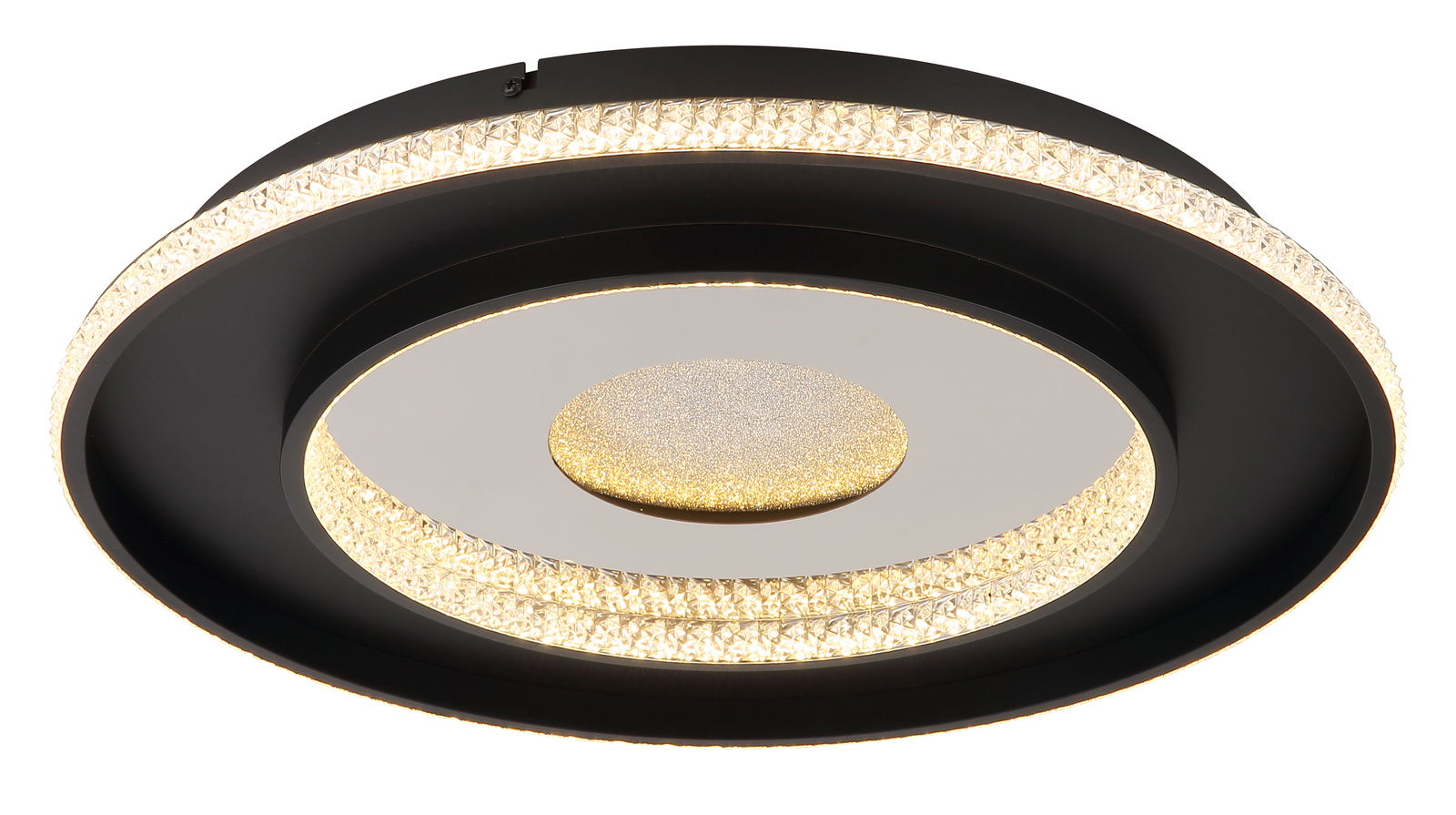 Globo Lighting Deckenleuchte MARSH Moderne Deckenleuchte mit schwarzem Rahmen und leuchtenden Kristallelementen, seitliche Perspektive