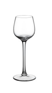 Elegantes Grappaglas mit langem Stiel, seitliche Ansicht