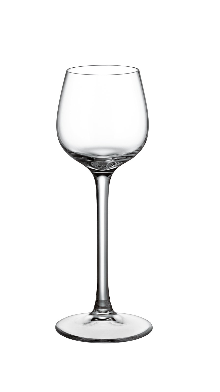 Elegantes Grappaglas mit langem Stiel, seitliche Ansicht