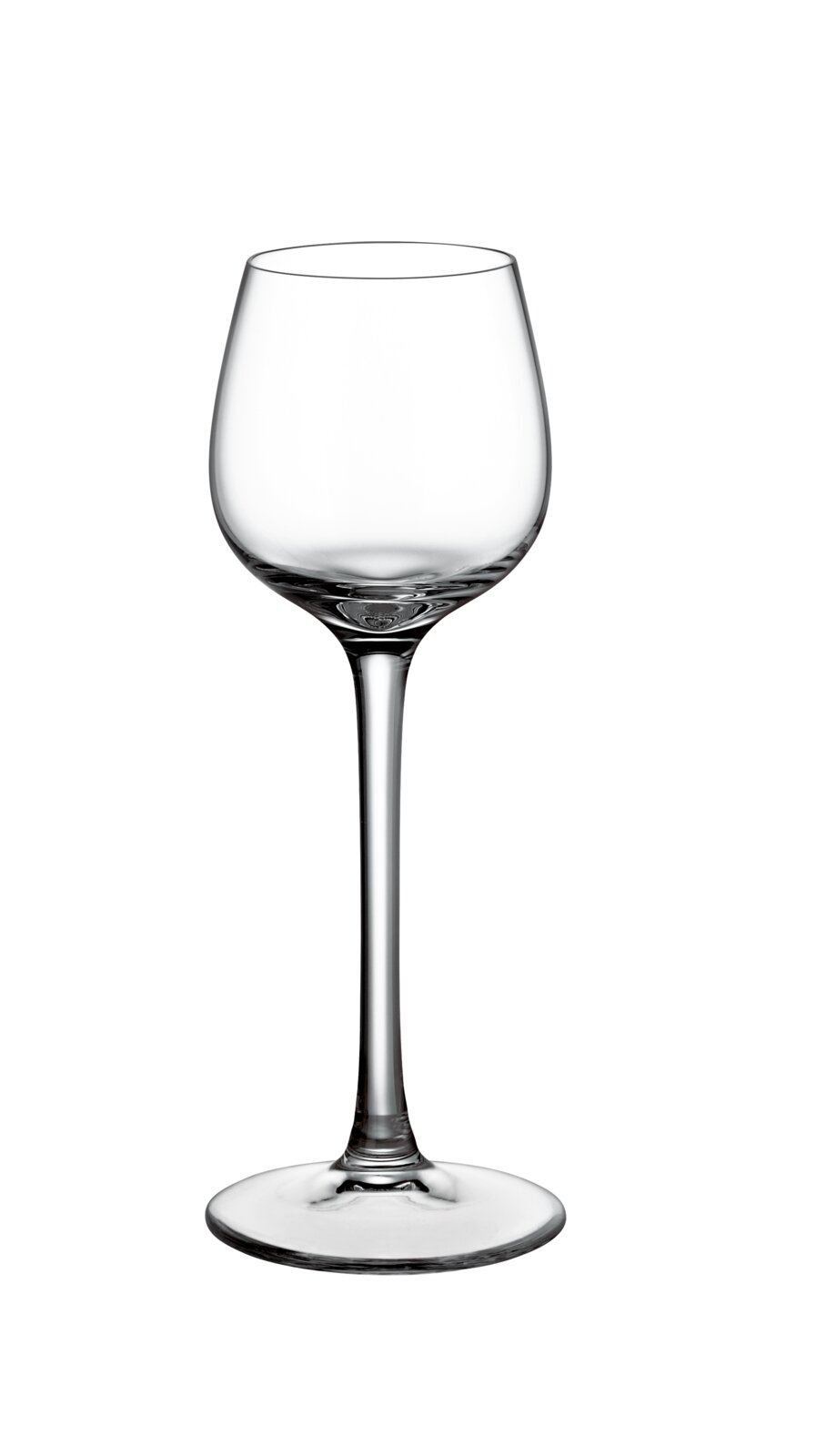 Elegantes Grappaglas mit langem Stiel, seitliche Ansicht