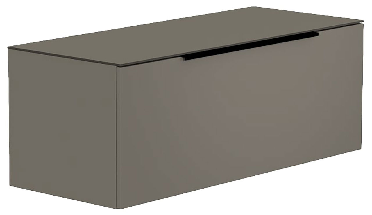 Graues Hänge-Lowboard der Serie BORMIO von Moderano, seitliche Perspektive