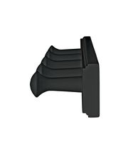 Seitenansicht einer schwarzen Garderobenleiste mit vier Haken.