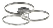 Moderne Deckenleuchte aus Stahl mit drei ineinander verschlungenen Ringen, seitliche Perspektive