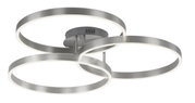 Moderne Deckenleuchte aus Stahl mit drei ineinander verschlungenen Ringen, seitliche Perspektive