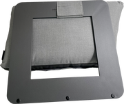 Graue Lounge-Rückenlehne mit rechteckigem Rahmen, von oben betrachtet.