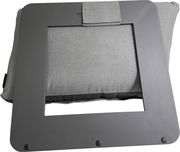 Graue Lounge-Rückenlehne mit rechteckigem Rahmen, von oben betrachtet.