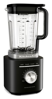Standmixer in mattem Schwarz mit 2,1-Liter-Behälter, seitliche Perspektive