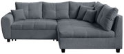 Graues Ecksofa mit mehreren Kissen, Perspektive von vorne links