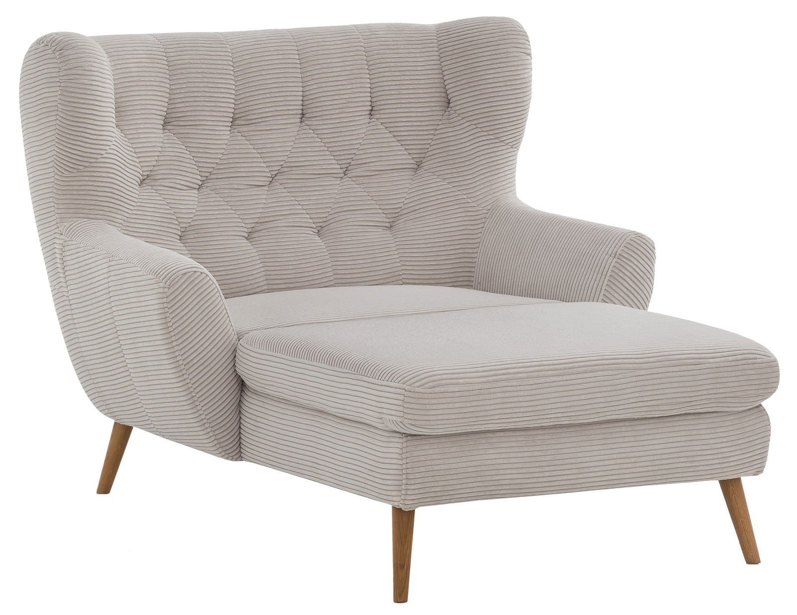 Stylife Big Sessel SKAGEN Großer, beiger Sessel mit gestepptem Rücken und Holzbeinen, seitliche Perspektive