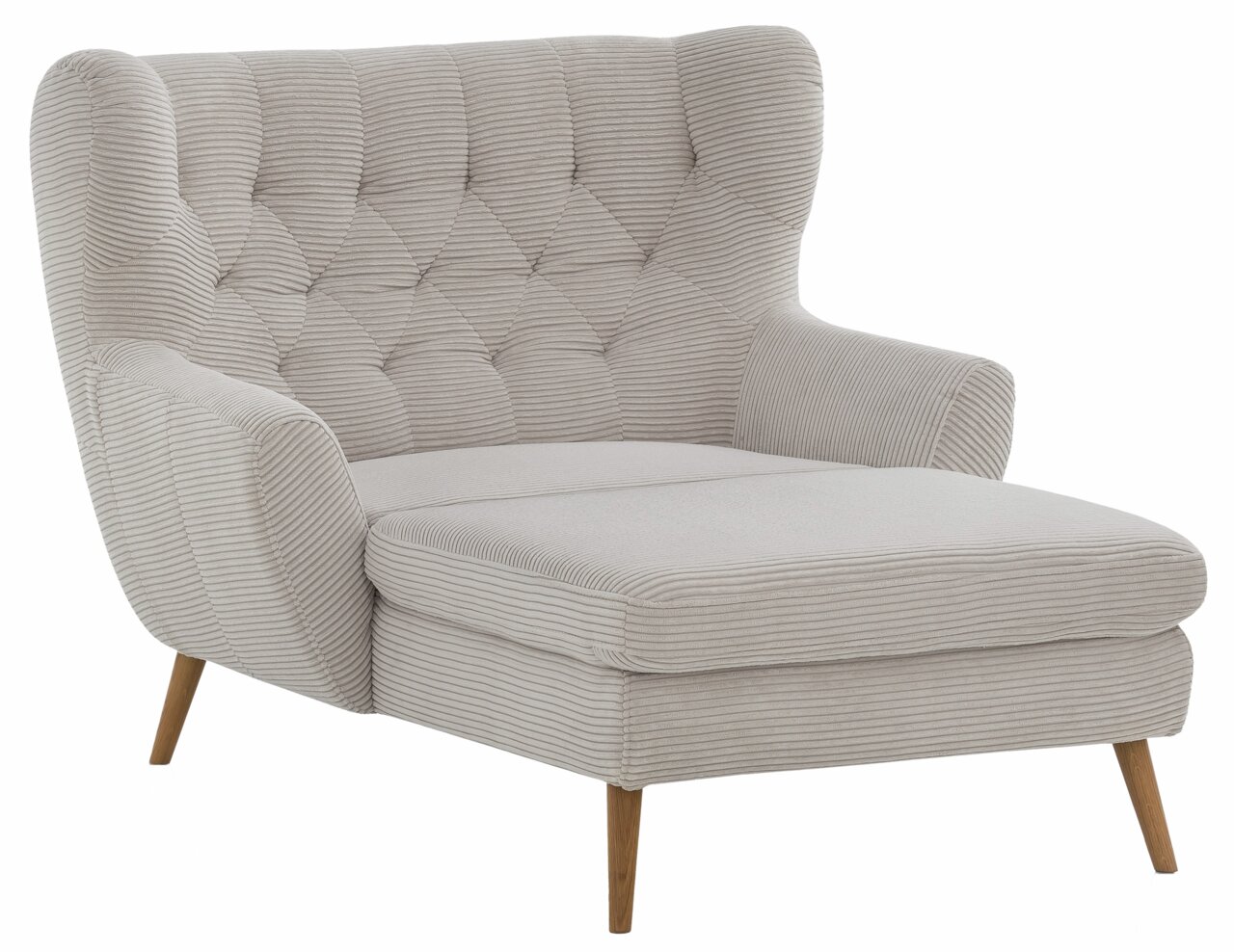 Stylife Big Sessel SKAGEN Großer, beiger Sessel mit gestepptem Rücken und Holzbeinen, seitliche Perspektive