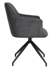 Grauer Armlehnstuhl JANINA mit schwarzem Metallgestell, Seitenansicht