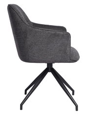 Grauer Armlehnstuhl JANINA mit schwarzem Metallgestell, Seitenansicht