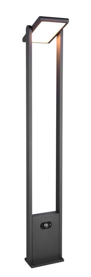 Moderne Außenleuchte in rechteckiger Form mit integriertem Bewegungsmelder, seitliche Perspektive