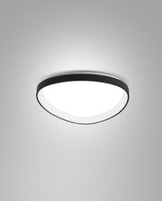 Moderne LED-Deckenleuchte Fabas Luce QUIRK in schwarzem Rahmen, von unten betrachtet.