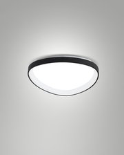 Moderne LED-Deckenleuchte Fabas Luce QUIRK in schwarzem Rahmen, von unten betrachtet.