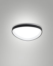 Moderne LED-plafondlamp Fabas Luce QUIRK met zwart frame, gezien van onderaf.