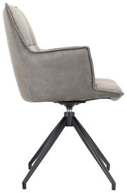 Grauer Sessel mit Metallgestell, Seitenansicht