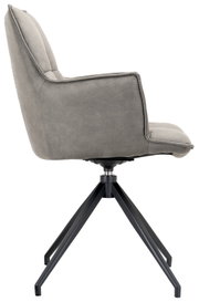 Grijze fauteuil met metalen frame, zijaanzicht