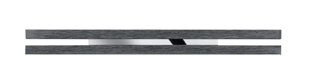 Moderne LED-Wandleuchte BEN in seitlicher Ansicht mit schlankem, rechteckigem Design und dunkler Holzoptik.