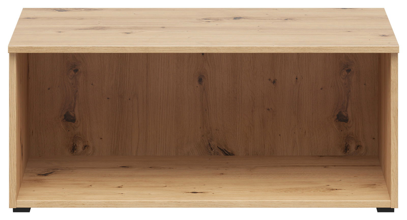 Regalaufsatz aus Holz in Frontansicht mit natürlicher Holzmaserung