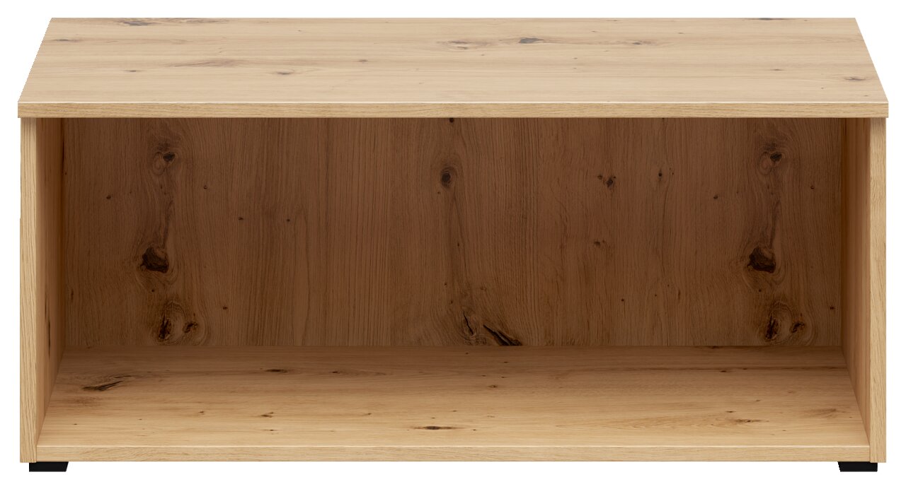 Regalaufsatz aus Holz in Frontansicht mit natürlicher Holzmaserung