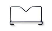 Metallischer Geschirrabtropfkorb in seitlicher Ansicht mit schlichtem, modernem Design.