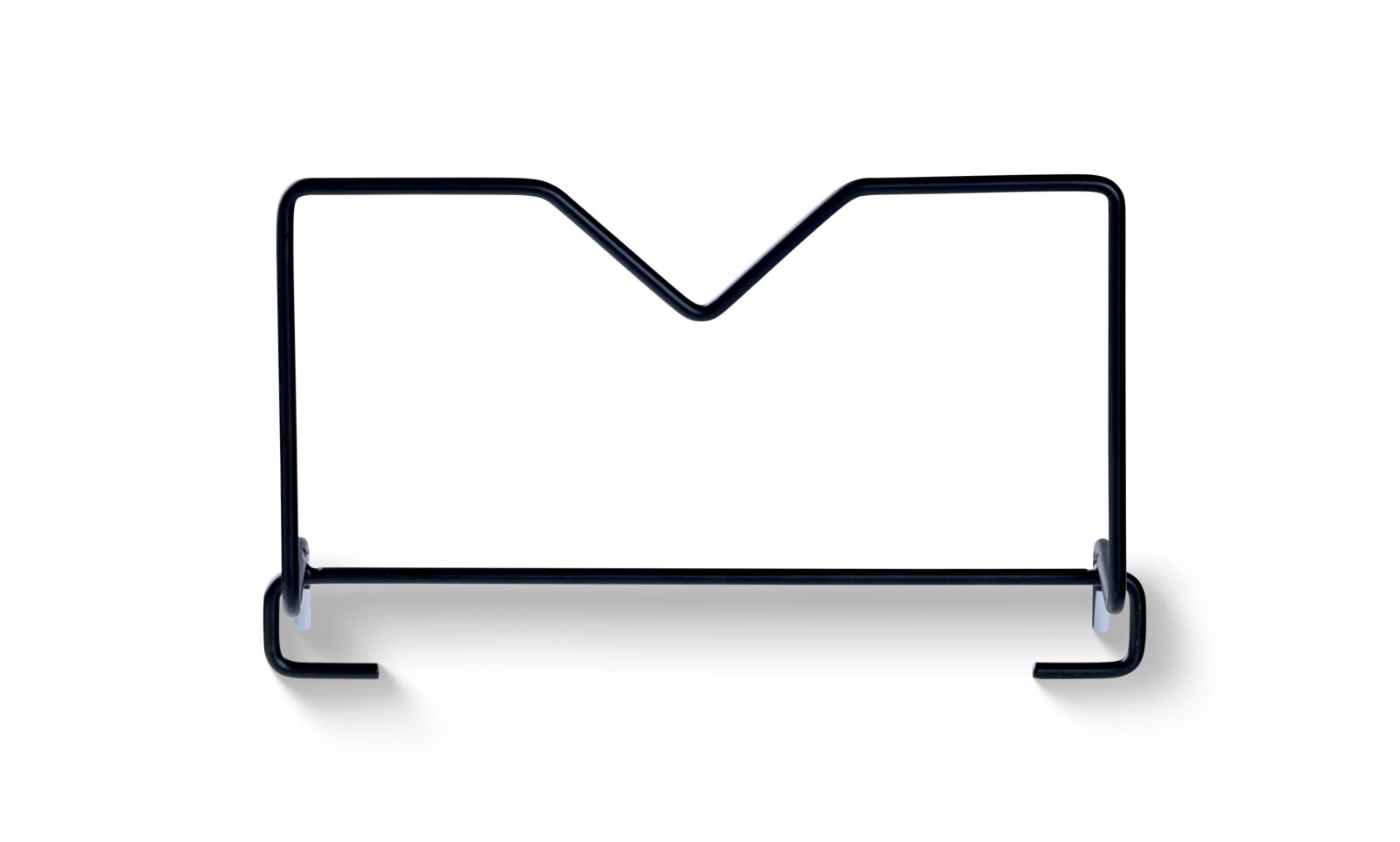 Metallischer Geschirrabtropfkorb in seitlicher Ansicht mit schlichtem, modernem Design.
