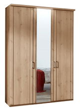 Drehtürenschrank 3-türig aus Holz mit mittigem Spiegel, Frontalansicht