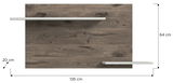 Wandboard mit zwei weißen Regalböden auf einer Holzrückwand, Frontansicht