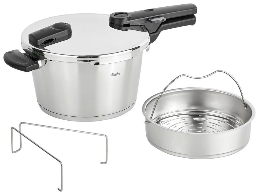 Fissler Schnellkochtopf VITAQUICK Schnellkochtopf Vitaquick 4,5l aus Edelstahl mit Zubehör, seitliche Perspektive