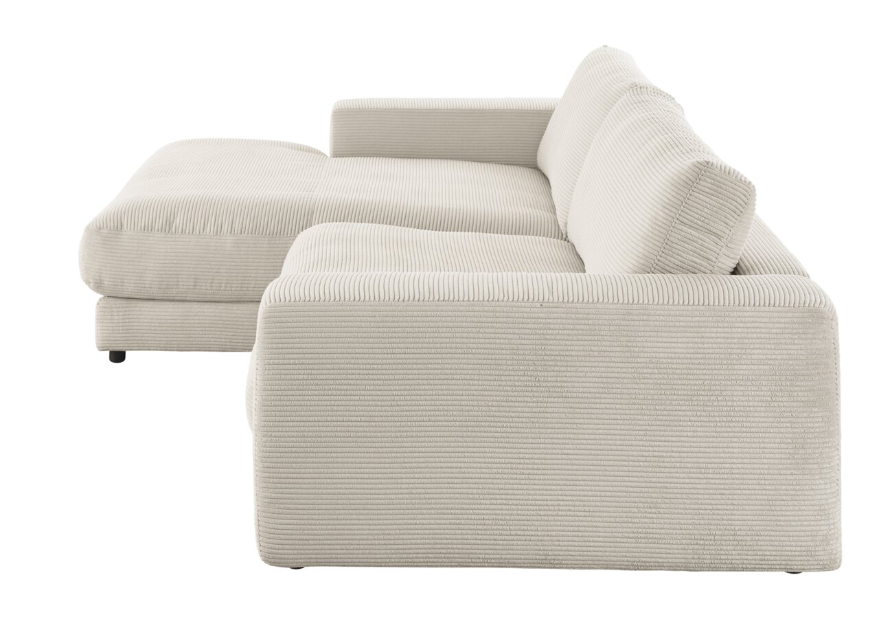Beige Longchairkombination aus Cordstoff, seitliche Perspektive