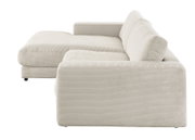 Beige longchair-set van corduroy, zijaanzicht