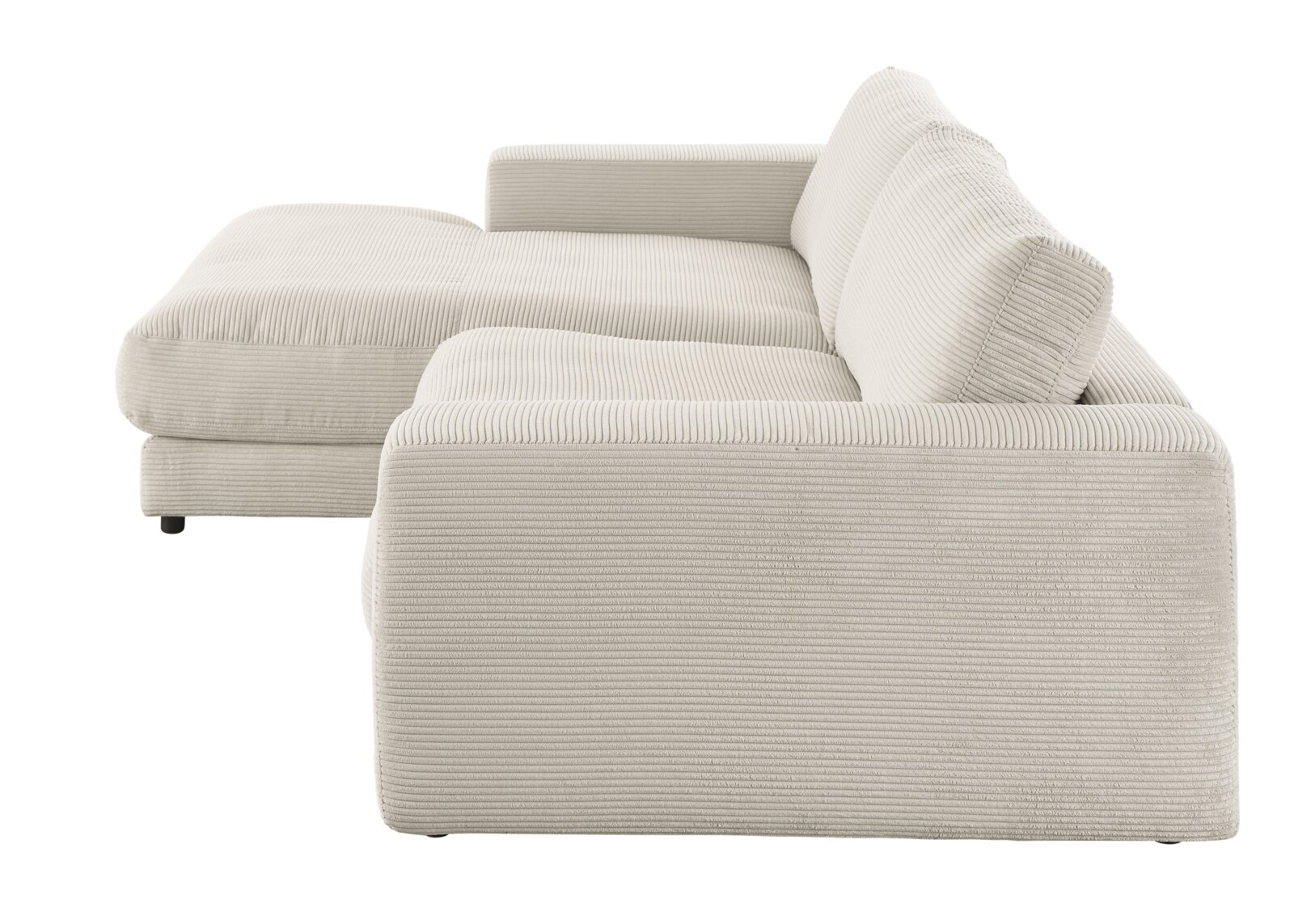 Beige longchair-set van corduroy, zijaanzicht