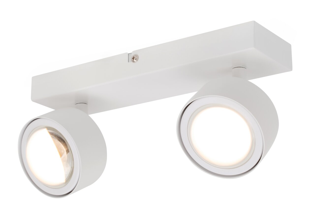 LED-spot met twee lampen in wit, zijaanzicht