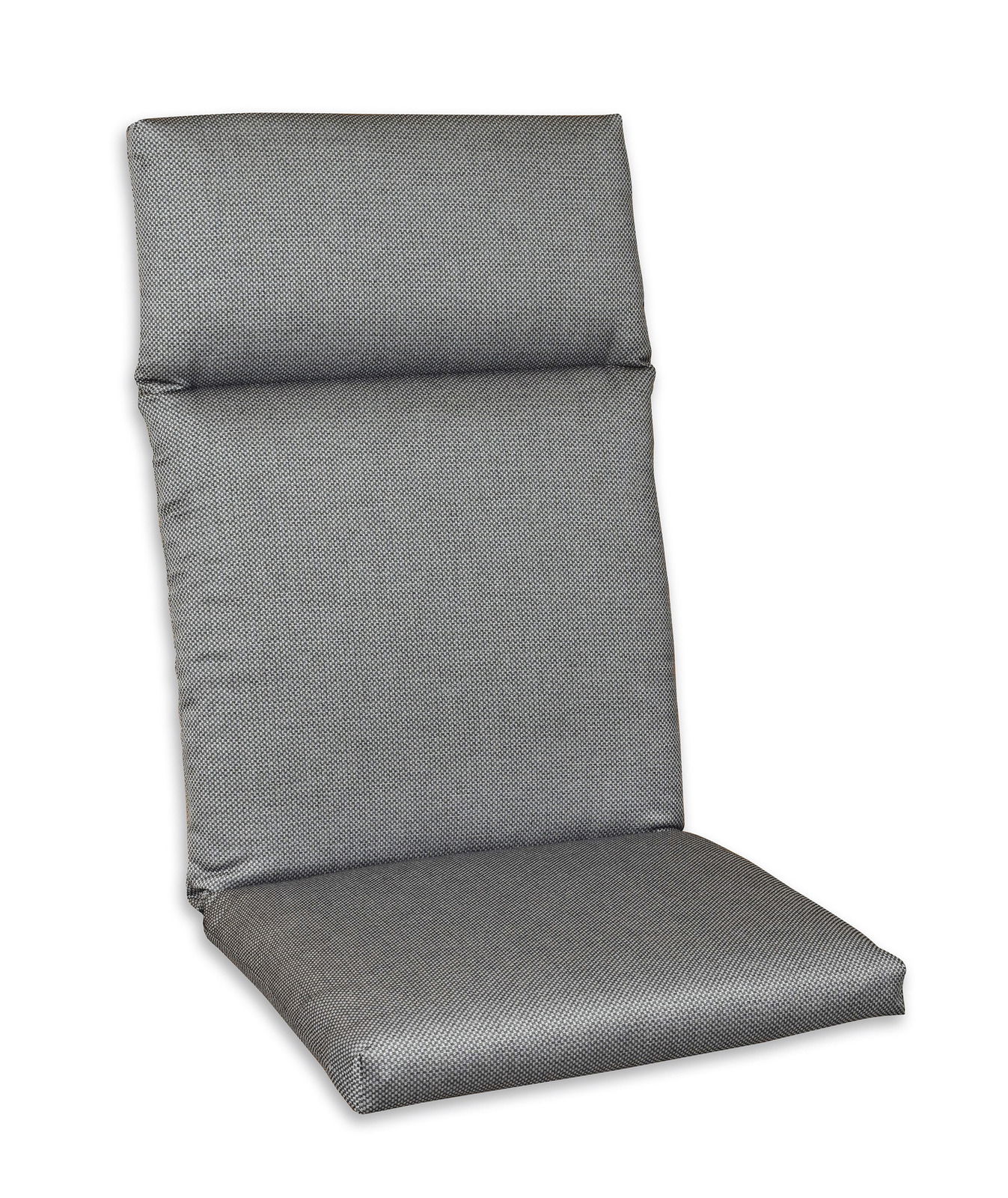 Graue Hochlehnerauflage in seitlicher Perspektive