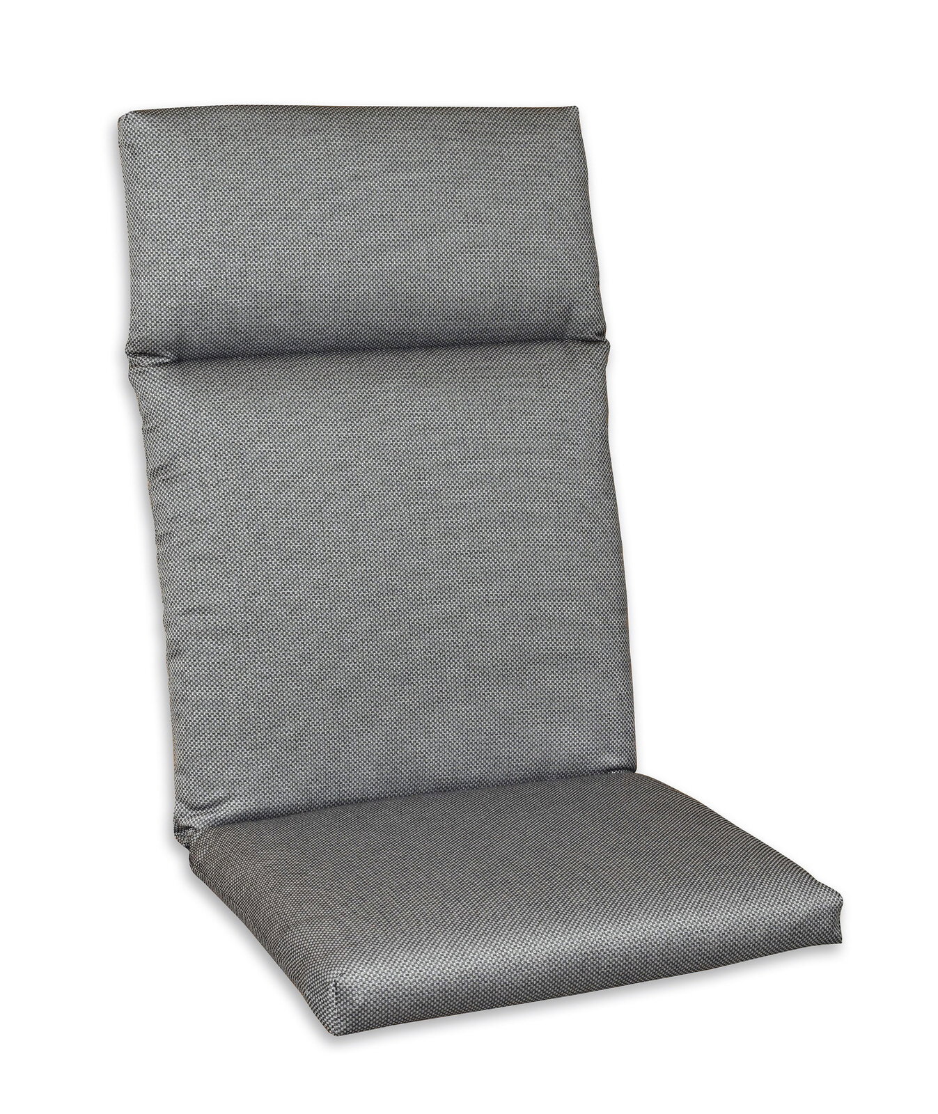 Graue Hochlehnerauflage in seitlicher Perspektive
