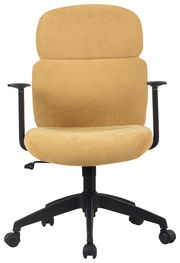 Gelber Drehstuhl mit Armlehnen, Vorderansicht