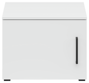 Weißer Aufsatzschrank mit schwarzem Griff, Frontalansicht