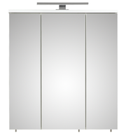 Moderner Spiegelschrank mit drei Türen und integrierter Beleuchtung, Frontalansicht