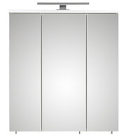 Moderner Spiegelschrank mit drei Türen und integrierter Beleuchtung, Frontalansicht