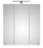 Moderner Spiegelschrank mit drei Türen und integrierter Beleuchtung, Frontalansicht