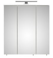 Moderner Spiegelschrank mit drei Türen und integrierter Beleuchtung, Frontalansicht