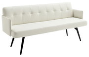 Weißes, modernes Sofa mit schwarzen Beinen, seitliche Perspektive