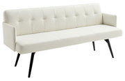 Weißes, modernes Sofa mit schwarzen Beinen, seitliche Perspektive