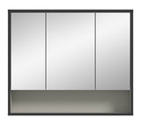 Moderner Spiegelschrank mit drei Türen, frontal betrachtet.